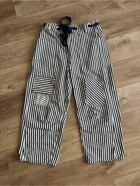eesome Navy and White Striped Patchwork Drawstring Pants